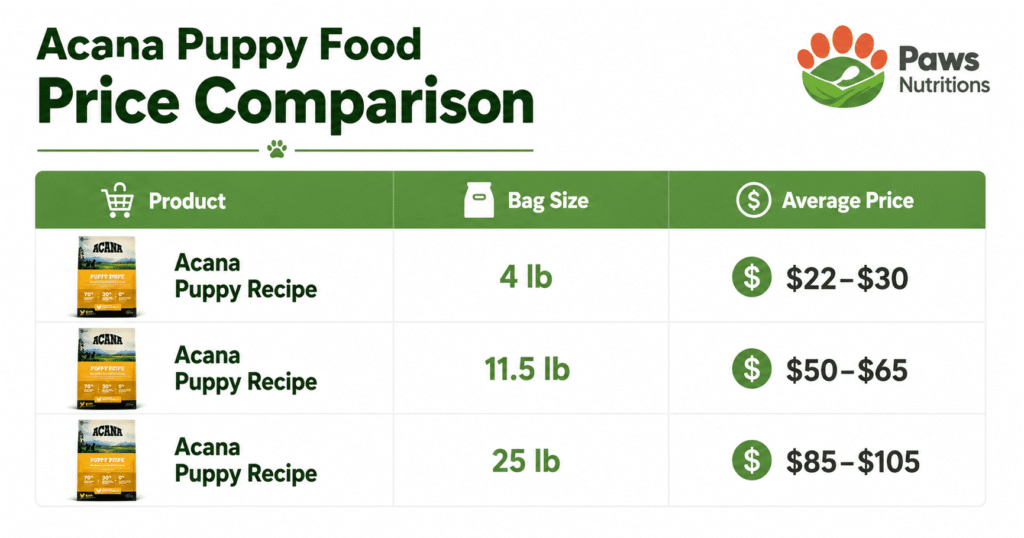 Current Acana Puppy Food Pricing
