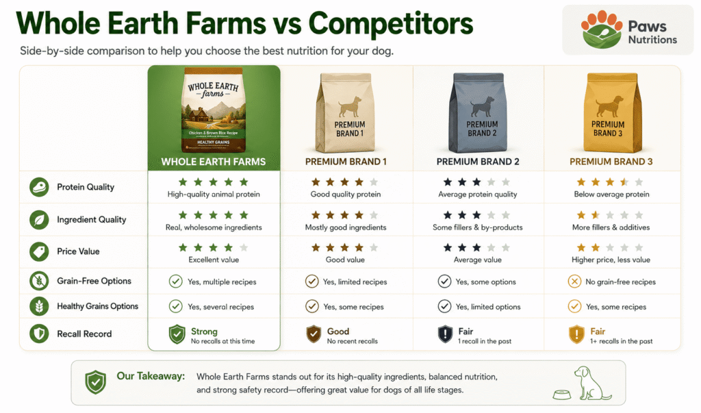Whole Earth Farms Dog Food vs Competitors