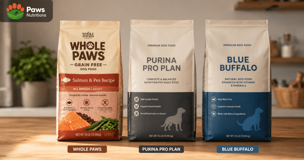 Whole Paws Dog Food Compared to Popular Competitors